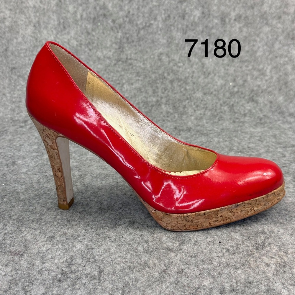 Jessica Simpson Red Patent Leather Cork Platform Pumps Heels Size 7.5